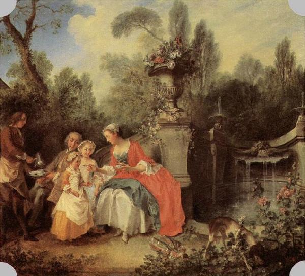 LANCRET, Nicolas Lady and Gentleman with two Girls and a Servant oil painting picture
